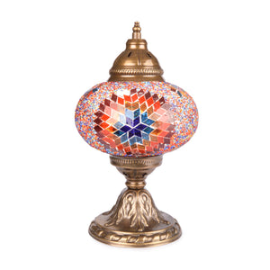 Striking Beautiful Blue/Red/Orange Handmade Stained Glass Turkish Mosaic Lamp 