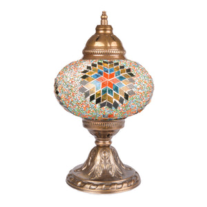 Stunning Handmade Orange/Blue/Yellow Stained Glass Ottoman Mosaic Lamp