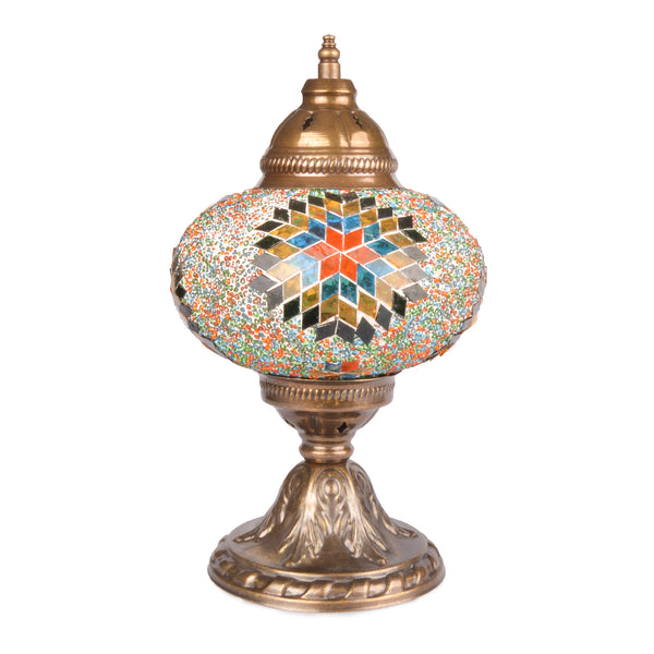 Stunning Handmade Orange/Blue/Yellow Stained Glass Turkish Mosaic Lamp ...