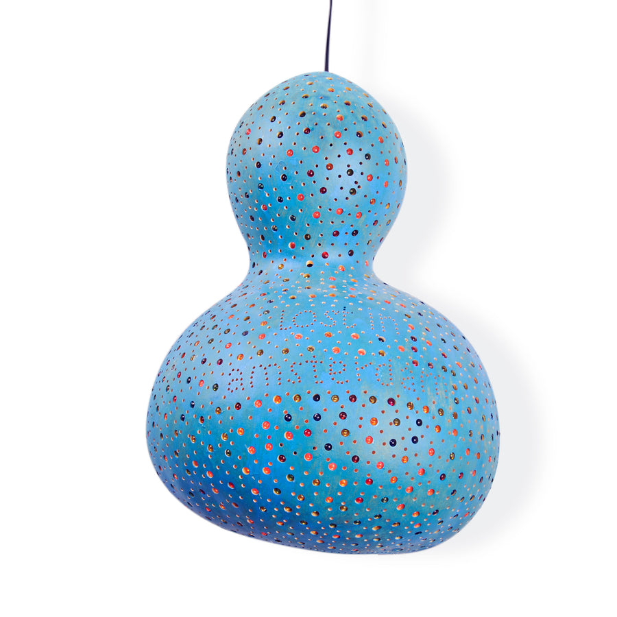 blue carved lamp | ambient lightening | galaxy | natural materials | pumpkin hanging lamp | bar lighting