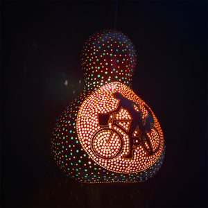 Pumpkin Lamp - Man & Woman on Bicycle