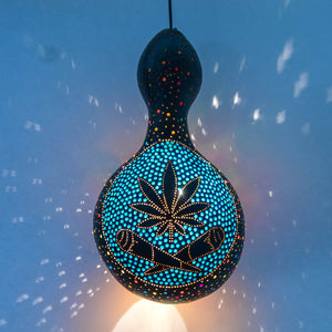 Pumpkin Lamp - Cannabis Leaf and Two Joints