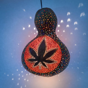 Pumpkin Lamp - Cannabis Leaf