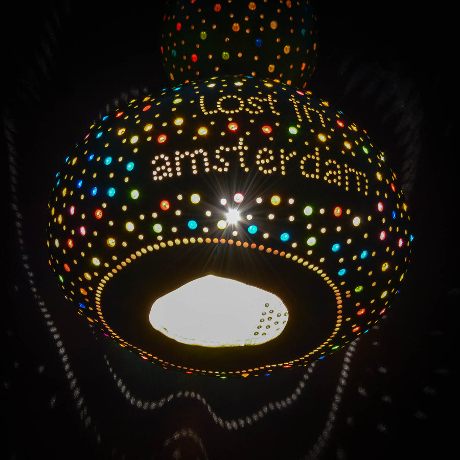 Lost in Amsterdam handmade natural pumpkin lamp hand smoking joint 420 smoke weed marijuana 