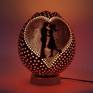 Side lamp - carved pumpkin lamp - A Couple